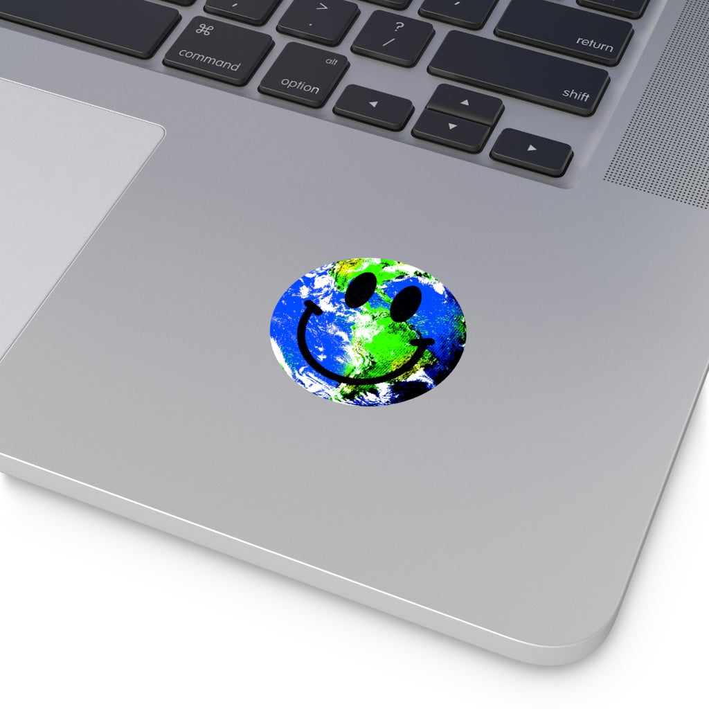 "Happy Eart" Round Vinyl Stickers